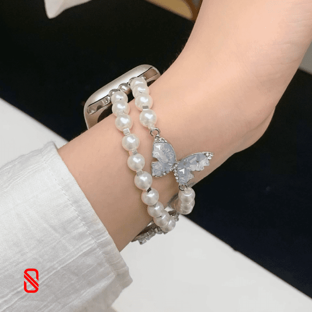 بند اپل واچ Butterfly & Pearl مروارید و پروانه